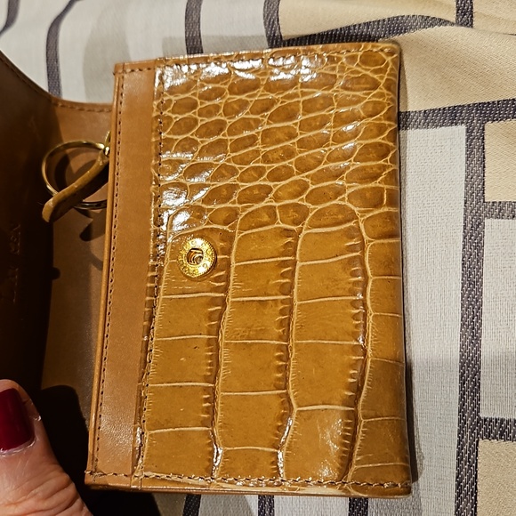 RALPH LAUREN COIN/CREDIT CARD HOLDER   CAMEL LIZARD LIKE - Picture 7 of 13